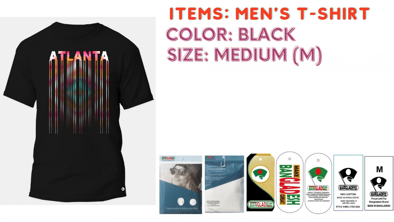 Men T-shirt Color Black Size Medium (M)