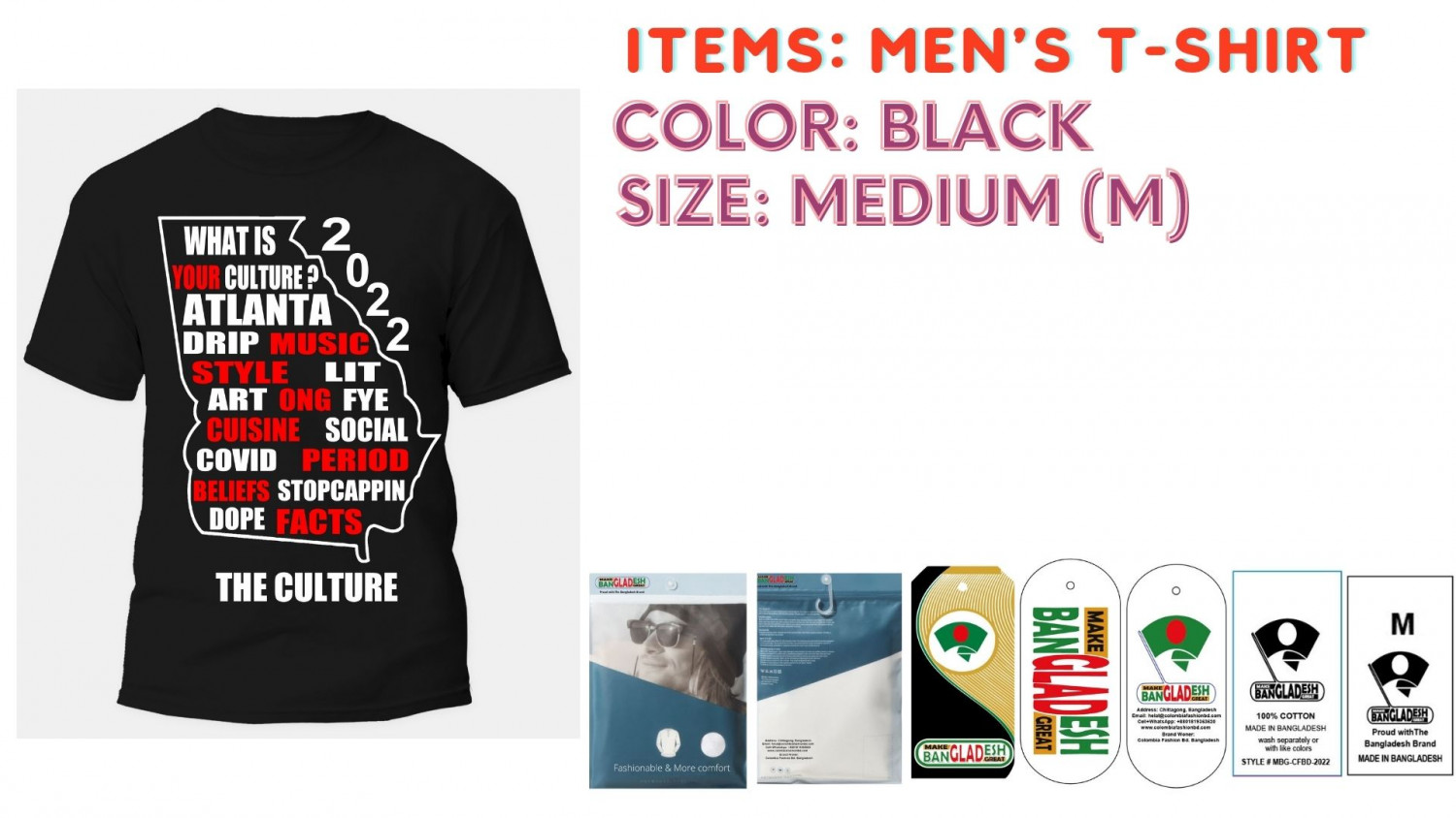 Men T-shirt Color Black Size Medium (M)